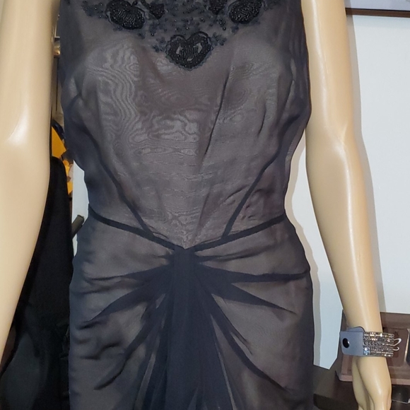 Size 8 Anne Klein Beaded Sheer Overlay Dress - Picture 7 of 8